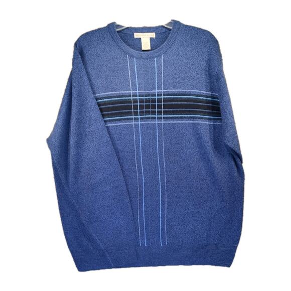 Geoffrey Beene Sweater Men’s XL Blue Acrylic Embroidered Square Retro Style - Picture 2 of 8